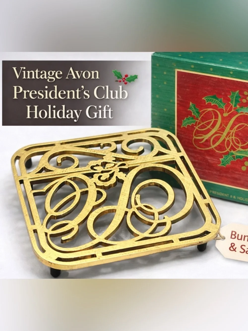 Avon Gold Filigree Holiday Trivet